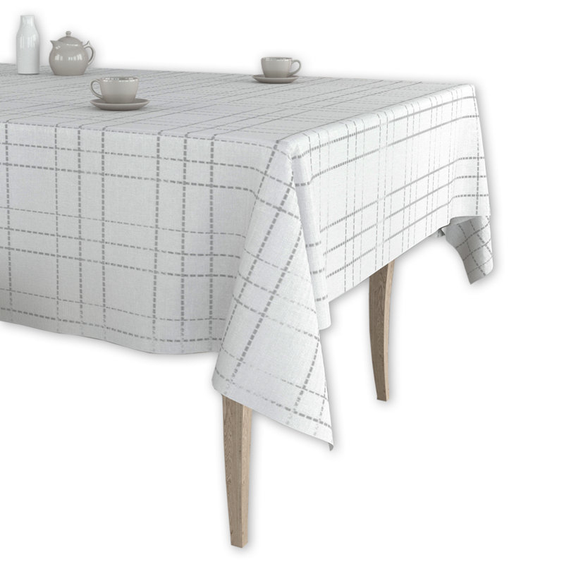 Colgin Plain 100% Cotton Christmas Tablecloth, Silver, 84" x 60"