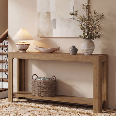 2-Tier Entryway Console Table, Narrow Long Sofa Table with Storage