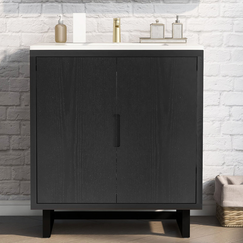 Ensemble de meuble-lavabo simple 29,5 po Reika, Noir