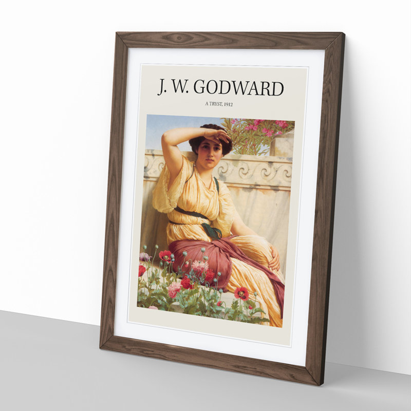 A Tryst by John William Godward - Picture Frame Painting, 36cm H x 27cm W x 2cm D, Walnut Framed