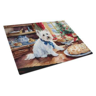 Westie Christmas Cookies Glass Cutting Board