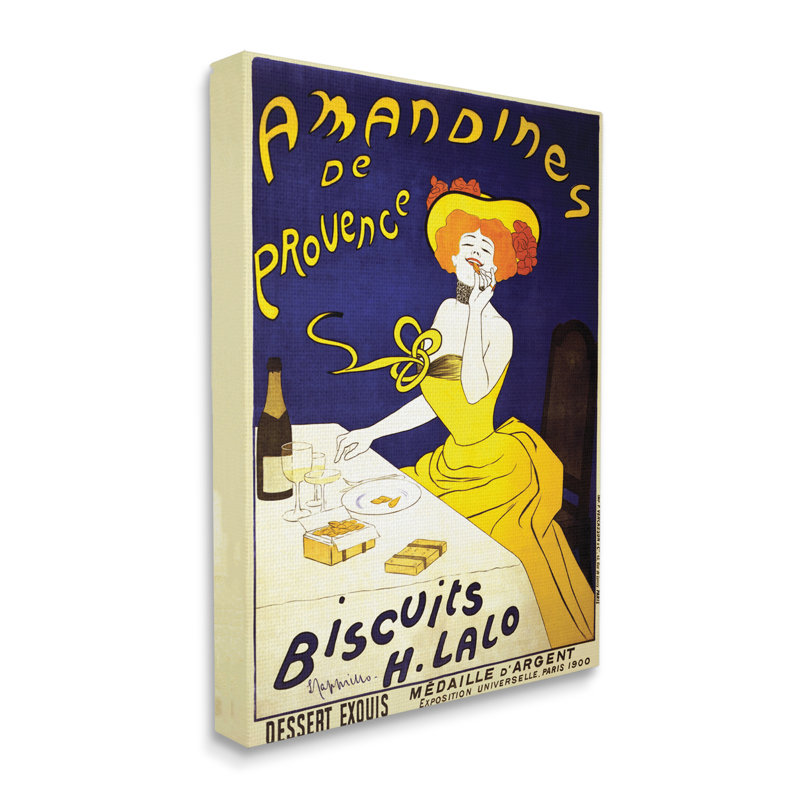 Publicité européenne rétro sur les biscuits parisiens d'Amandine, Toile tendue, H 30 po x l 24 po