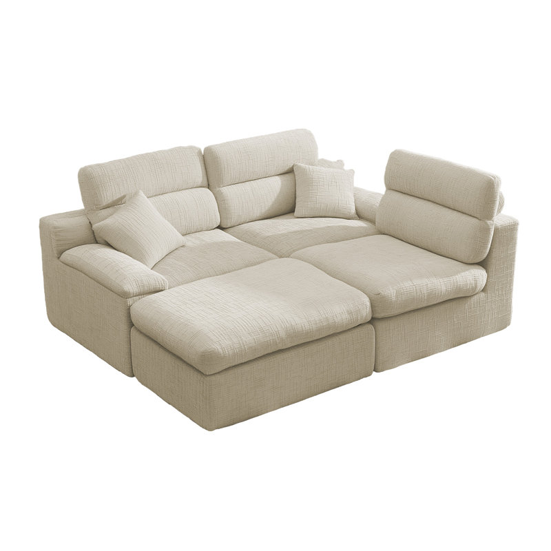 Canapé modulaire en L 110 po Chenille, Chenille gris verdâtre