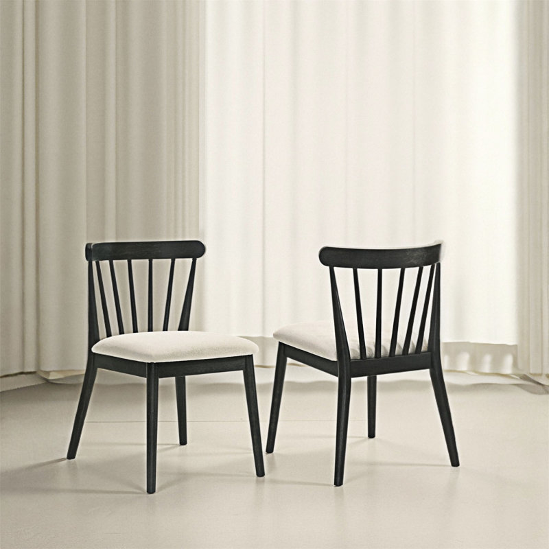 Ensemble de 2 chaises en bois massif, Noir