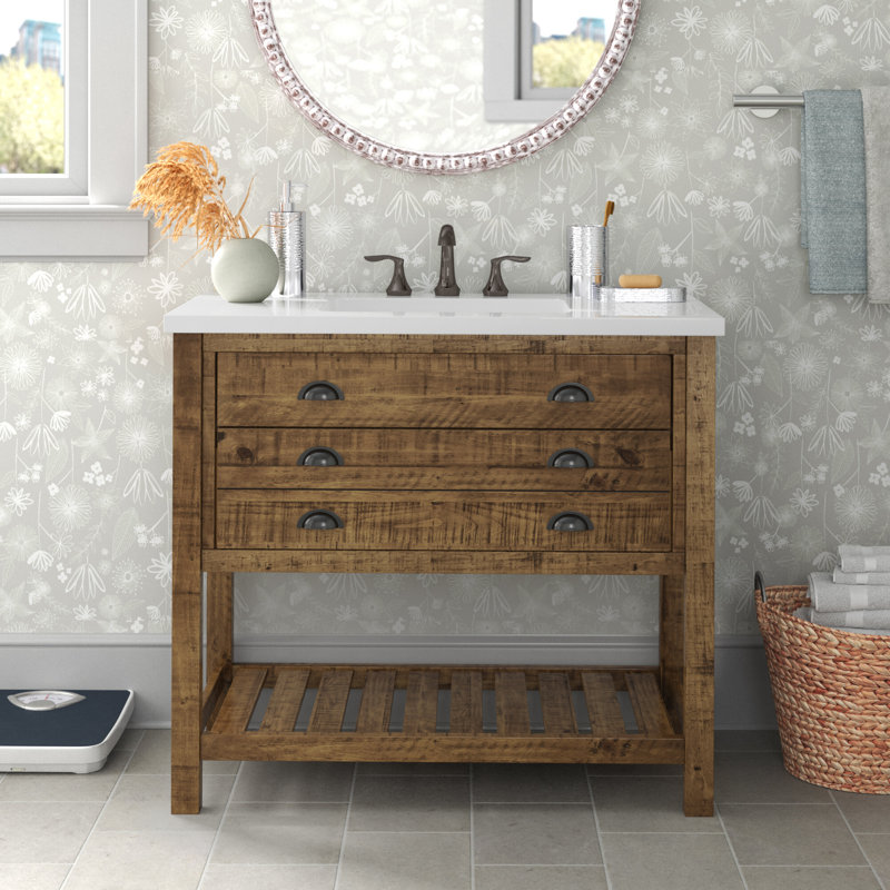 Ensemble de meuble-lavabo simple 37 po Grigg, Brun naturel