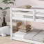 Lit superposé simple au-dessus d'un lit simple en bois d'hévéa blanc avec échelle et plateforme à lattes renforcées-923682607