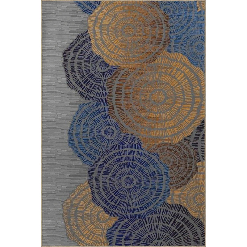 Modern Brown Patterned Woven Based Washable Carpet, Rectangle 4'8" x 6'7"