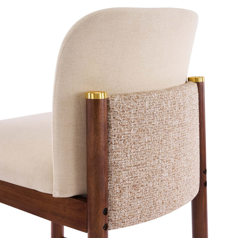 Tabouret de bar intérieur rembourré Lois, chaise de bar, ensemble de 2, Noyer foncé