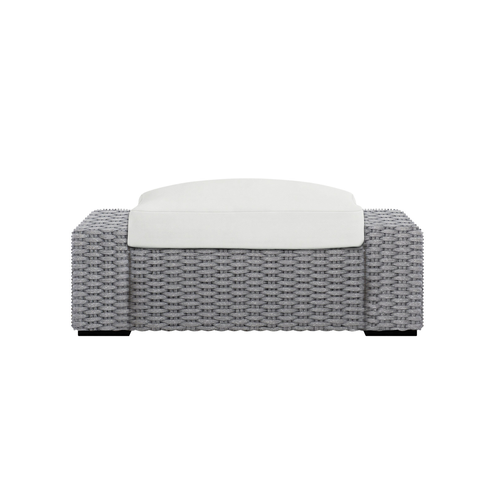 Capri Outdoor Ottoman with Cushion, White Vinyl 6503-000