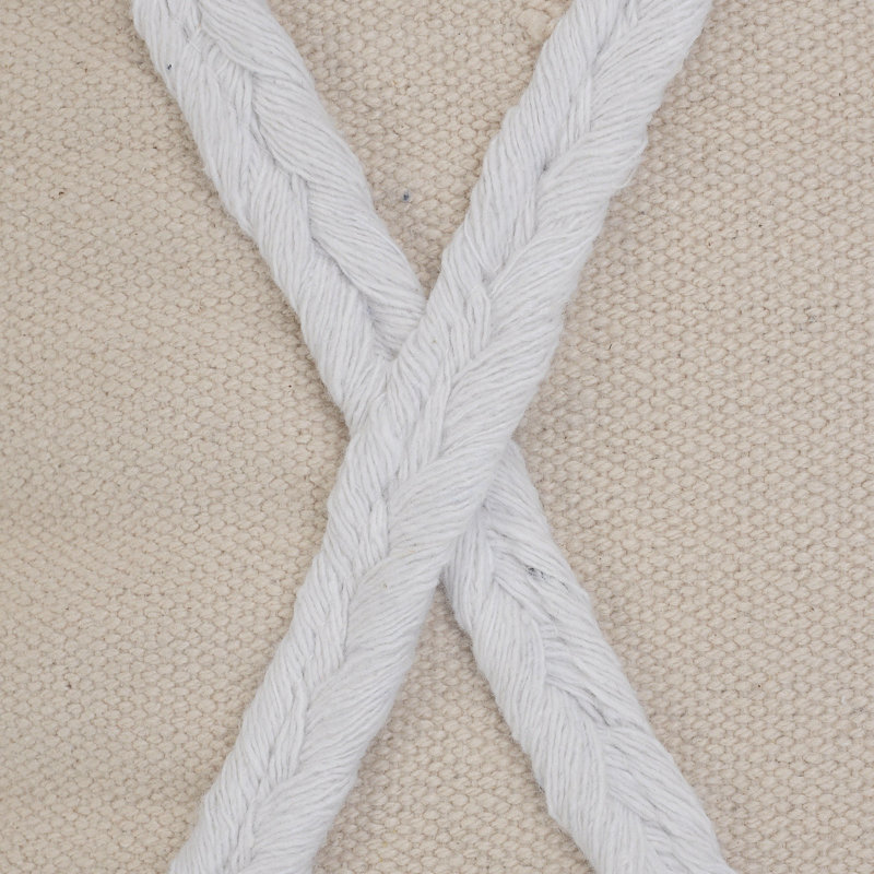 Ensemble de 2 coussins décoratifs à rayures en coton faits à la main Coastal Diamond, Beige