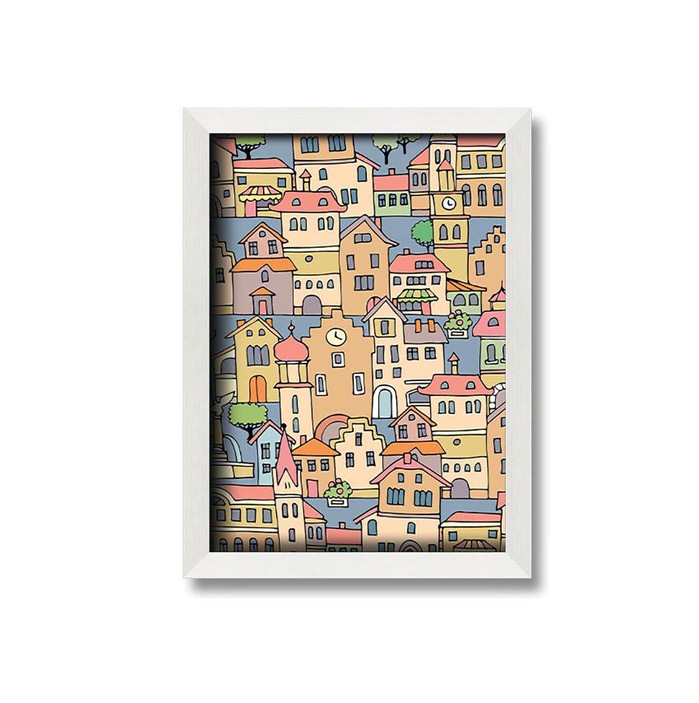 Town Houses Framed Print - Einzelnes Bild im Rahmen auf Leinwandbild