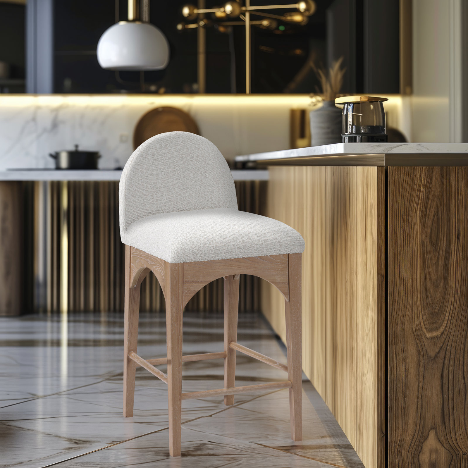 Beppo Counter Stool, Natural, Cream Chenille