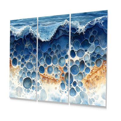 Ensemble de salon Coastal Reef dans des tons bleus et oranges - art mural corail