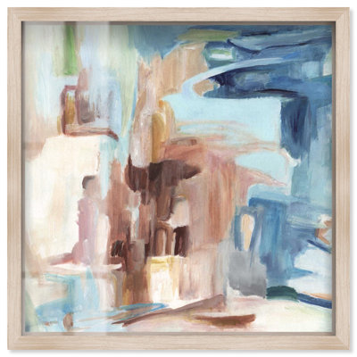 Décoration murale abstraite «Wonder Tones Shadowbox» par Art Remedy, cadre blond, 41 x 41