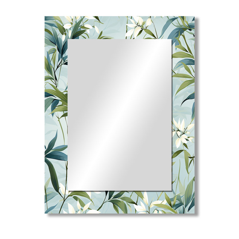 Ahnaleigh Bamboo Tranquility Tropical Pattern - tropical  Large Wall Mirror, Tropical Decorative Mirror, Printed Metal Art