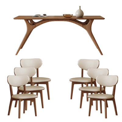 Mykael 6 - Person Solid Wood Top Four Leg Base Dining Set