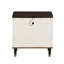 Table de chevet 2 tiroirs blanche et brune avec port USB