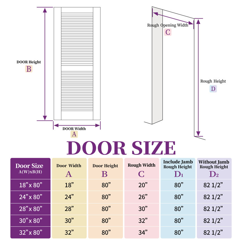 Porte intérieure à 2 panneaux à persiennes 24 po x 80 po H 2 po, 24 po x 80 po