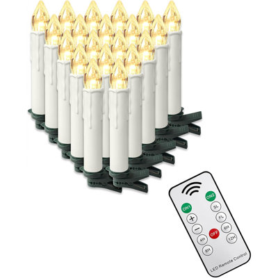 White Candle Lights Christmas LED Candles Flameless Flickering Battery Powered with Clips&Hooks Fake Candles Tea Lights LED Pillar Candles for Festival Home Christmas Tree Decroration, Warm White/Multicolour, No Battery