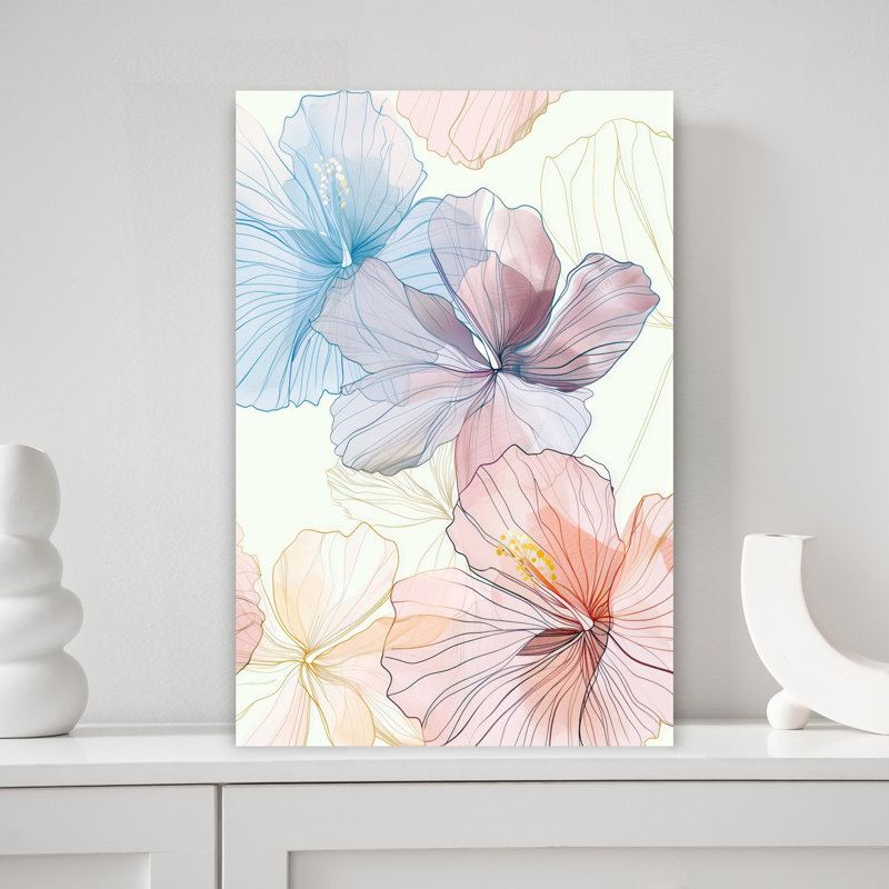 Hibiscus éthéré pastel abstrait hibiscus éthéré délicat, 18" H x 12" W