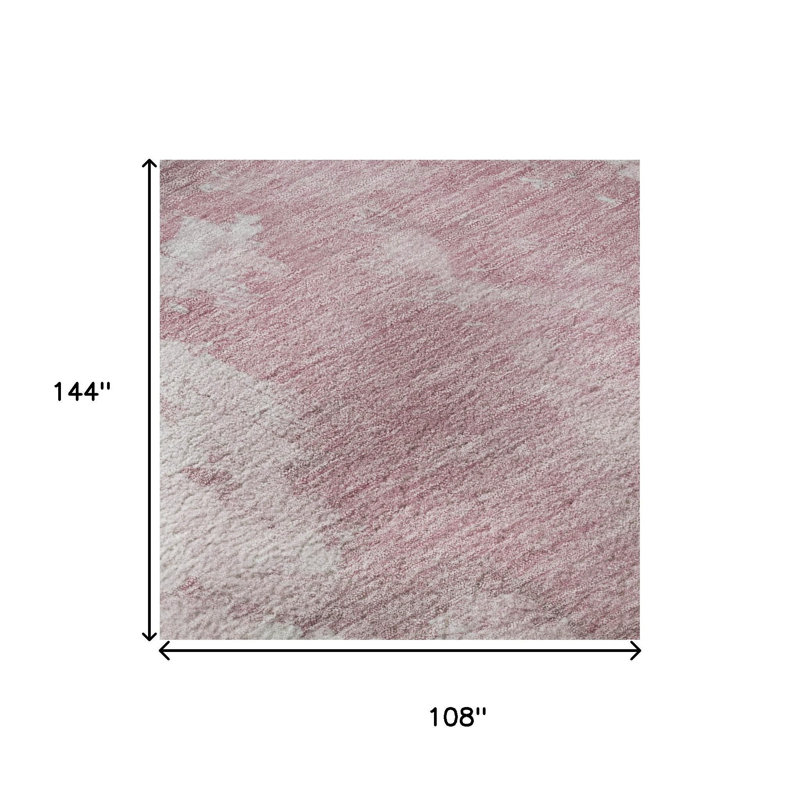 Tapis bleu rosé et ivoire lavable abstrait 9 pi x 12 pi avec protection UV
