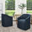  25" Wide Modern No Assembly Linen Barrel Back Upholstered Dining Armchair with Interchangeable Casters & Fixed Feet (Set of 2)-1154927049