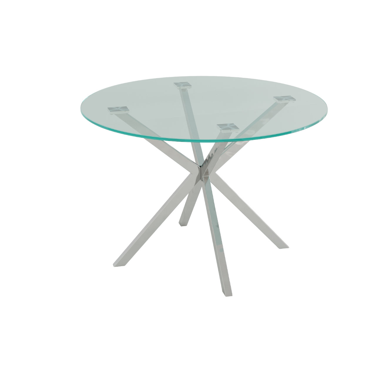 Wrought Studio™ Round Glass Top Dining Table with Chrome Legs for Kitchen, Dining & Living Room ...