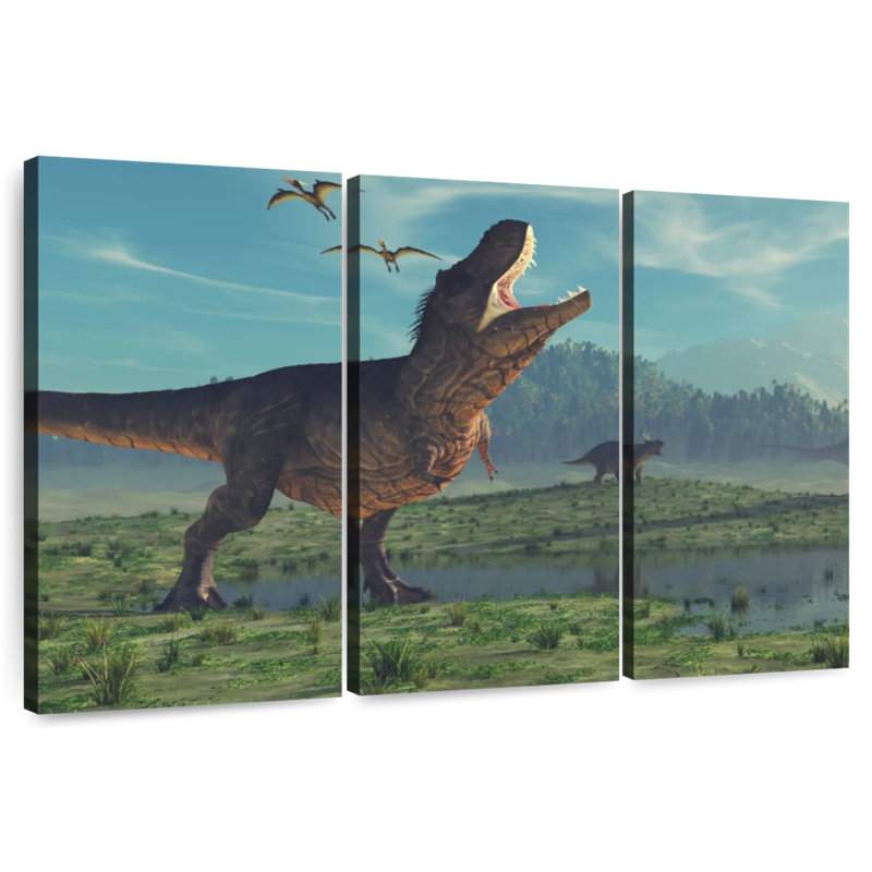 Dinosaures de l'ère jurassique Brampt, H 28 po x l 45 po