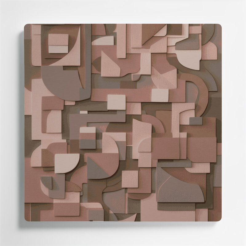 Abstrait formes 82, art mural en métal brun, H 32 po x l 32 po