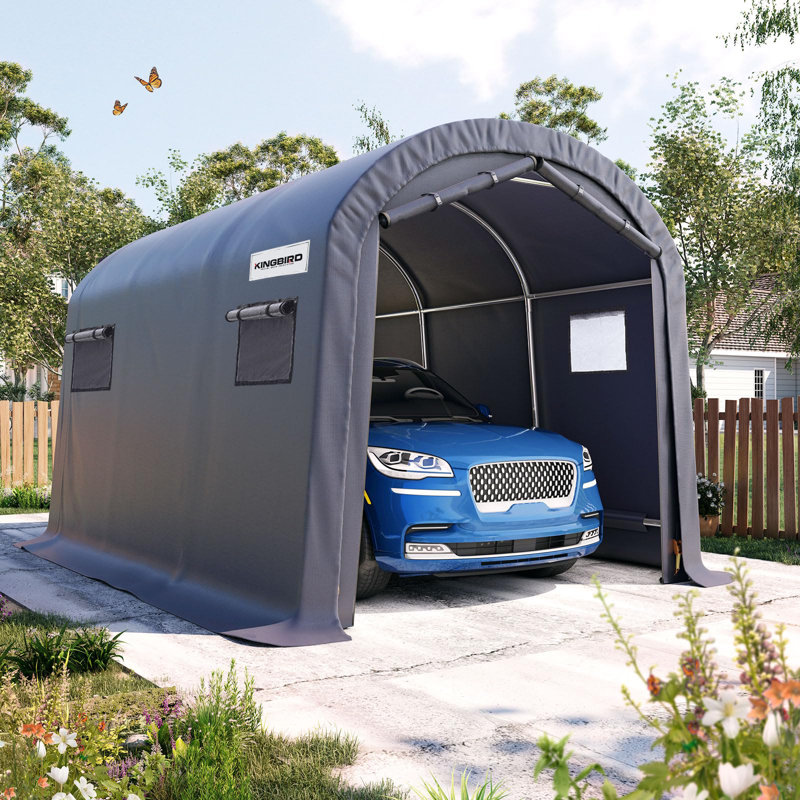 KING BIRD 10' x 15' Round Style Garage Shelter Anti-Snow Heavy Duty Storage Shelter Carport Portable Canopy Storage Shelter Shed