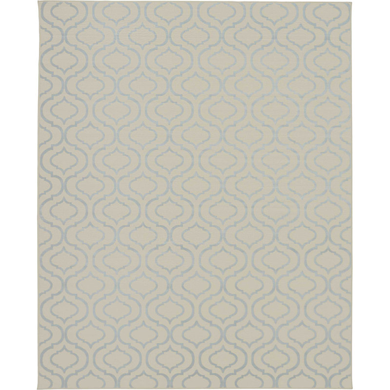 Tapis géométrique ivoire / bleu clair Kardinya, Rectangle 5 pi 3 po x 7 pi 3 po