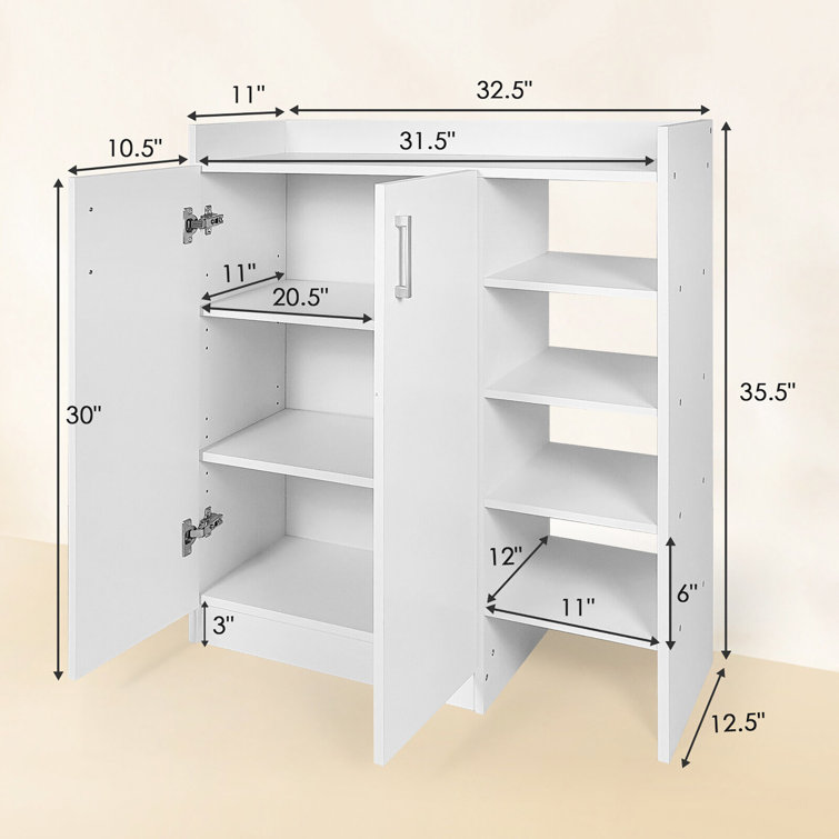 4 Door 47.2Shoe Storage Cabinet, Modern Shoe Cabinet, 3-Tier Free-Standing  Shoe Rack Organizer