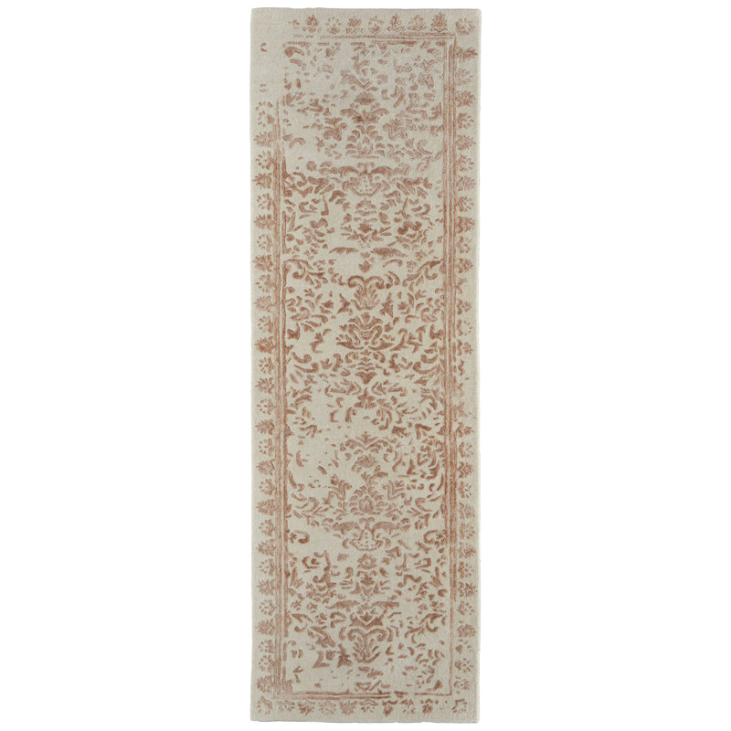 Tapis floral touffeté à la main Leeson, Tapis de couloir 2 pi 6 po x 8 pi