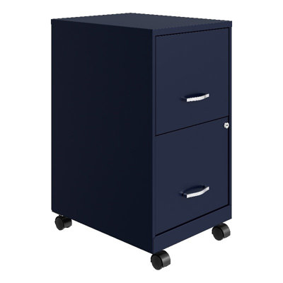 18" 2 Drawer Mobile Metal Vertical Filing Cabinet -