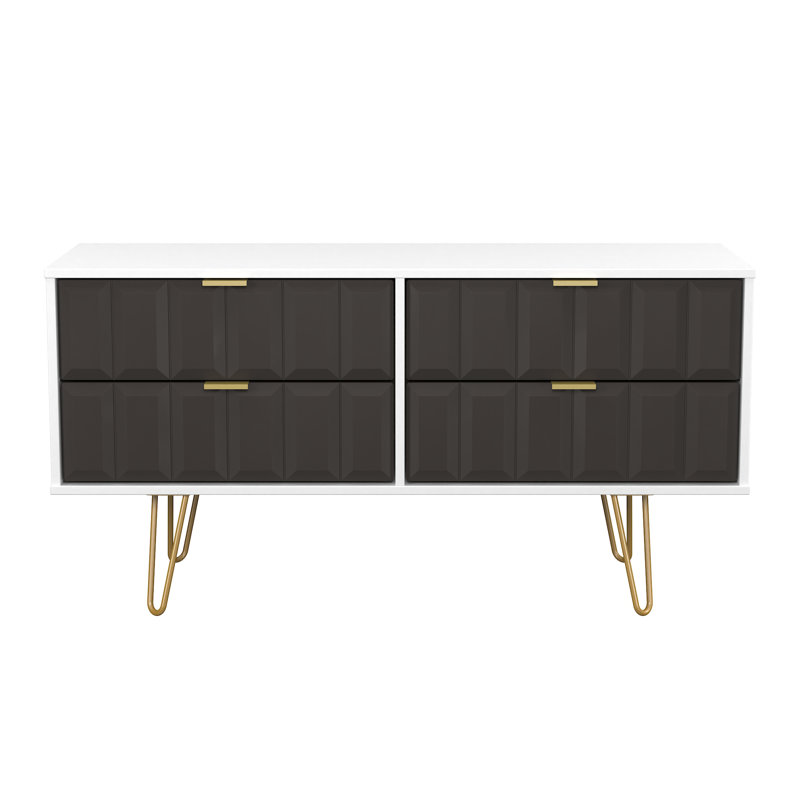 Allem 115cm W 4 - Drawer Chest of Drawers, Graphite/White