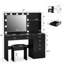 Greyden Makeup Vanity with Lighted Mirror, Outlets and 6 Drawers-1238950191