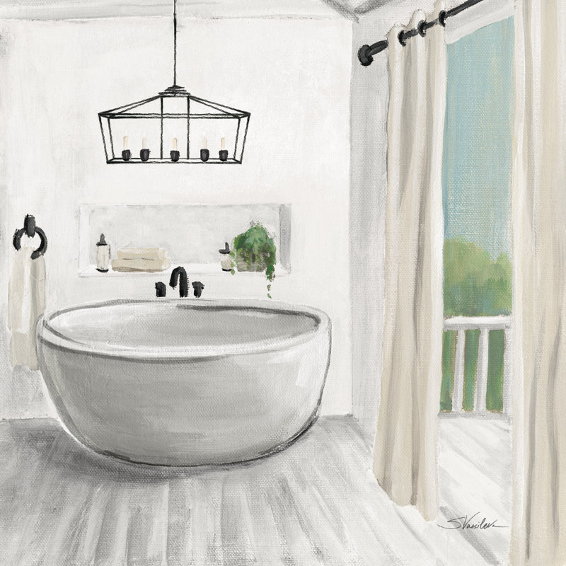 Attic Bathroom II Light - Wrapped Canvas Print, 30cm H x 30cm W