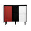 Buffet noir et rouge avec 2 tiroirs ouverts-819358026