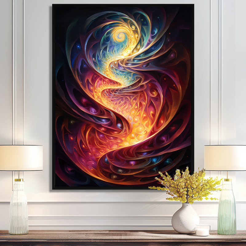 Spiral Stairs Path - Waves, art mural, Cadre flottant noir, H 20 po x l 12 po