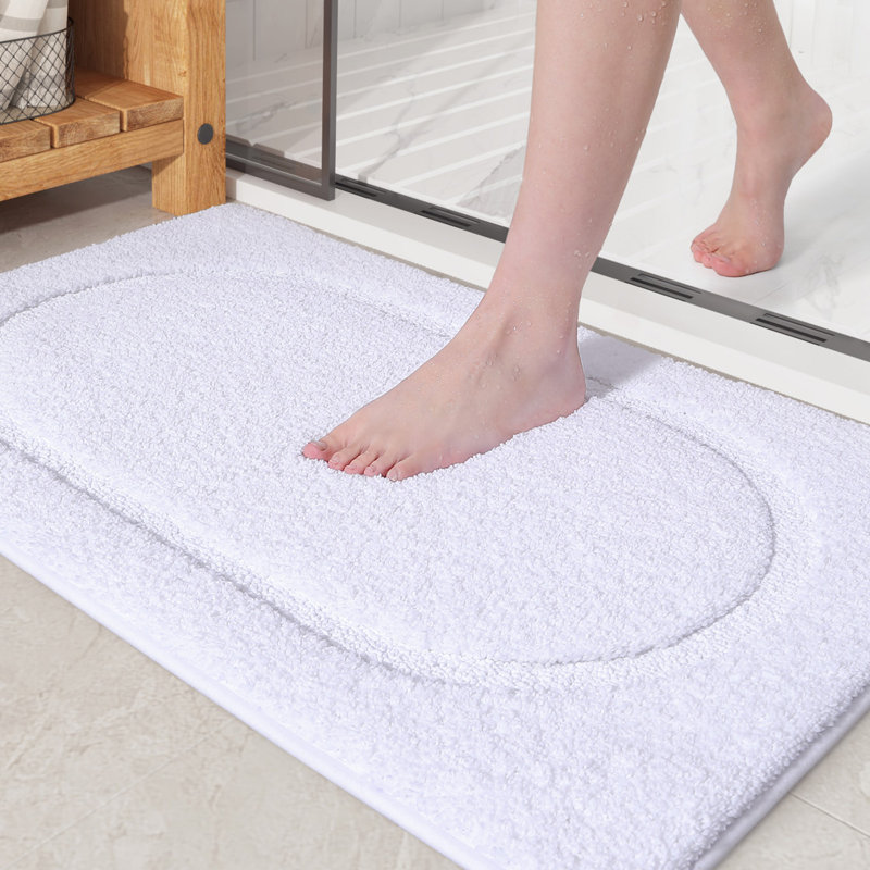 Wesleigh Non-Slip Bath Rug, 20" W x 47" L, White