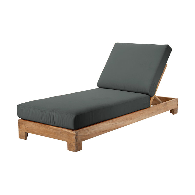 2 Pacific Teak Outdoor Chaise Loungers, Coal