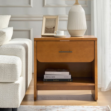 Reeder 2-Drawer Modern Nightstand with Secret Hidden Compartment and Built-in Outlets