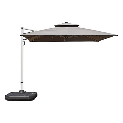 Aluminum Cantilever Tilt Patio Umbrella With Center Pole,  Base Not Included