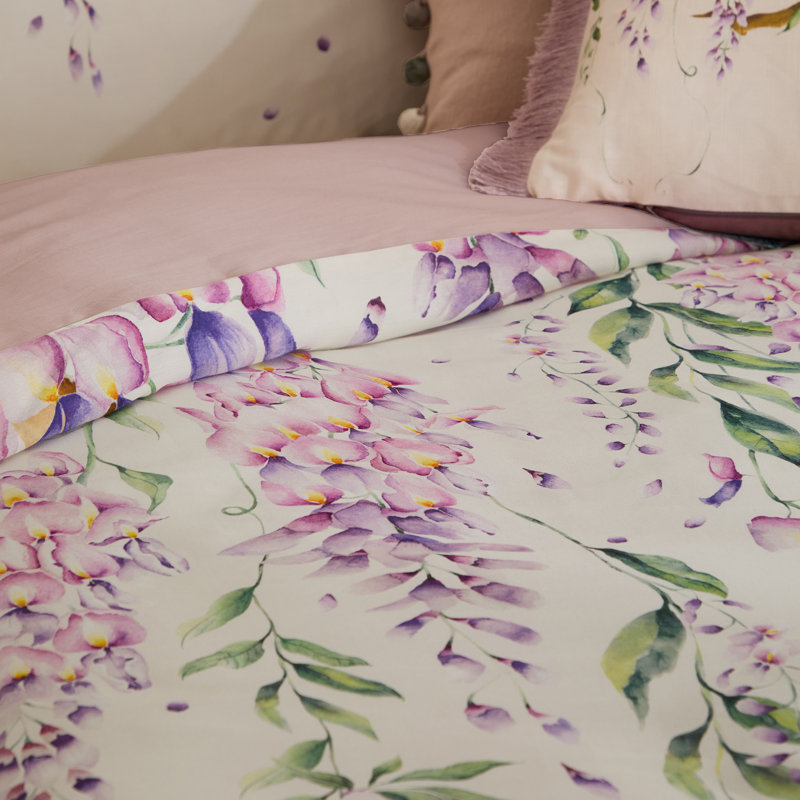 Mariposa Cotton Floral Duvet Cover Set with Pillowcases Included, Kingsize Duvet Cover + 2 Standard Pillowcases