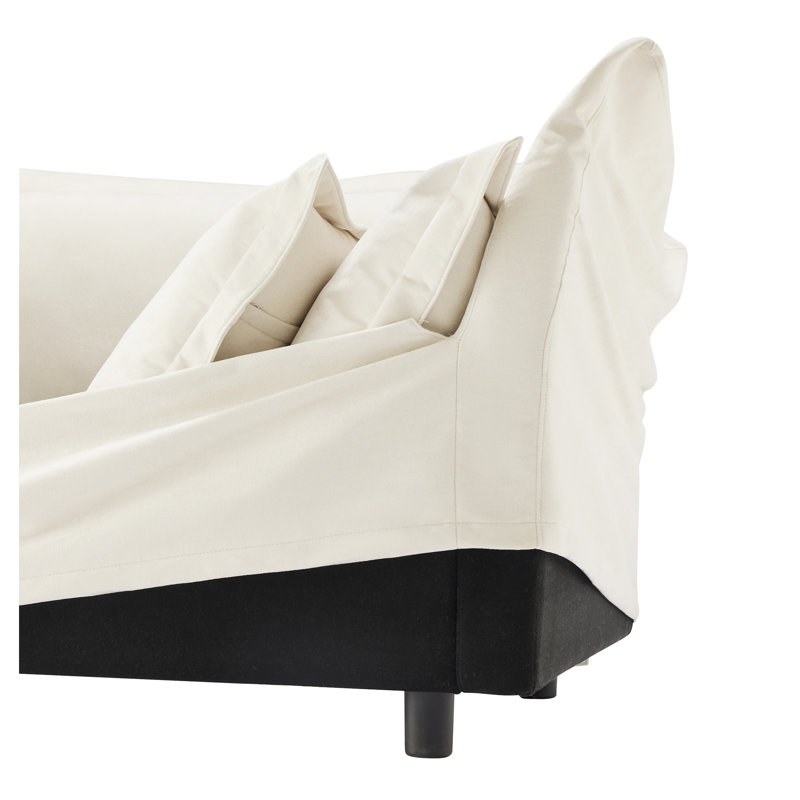 Canapé modulaire en U à housse avec siège profond et bordure française - Canapé nuage en chenille crème pour le salon (8 pièces incluses)