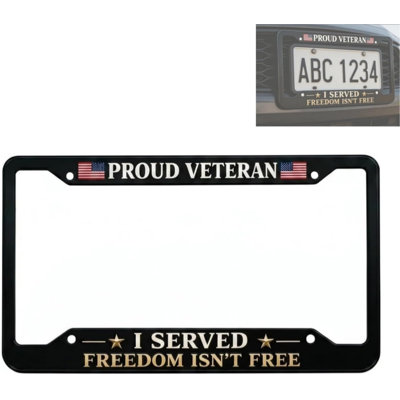 License  Frame Patriotic I Served  ' Car  With  Flag