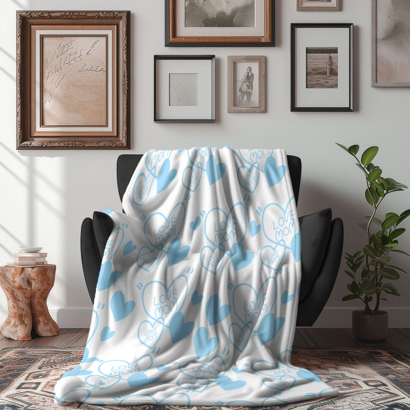 Blue Mom - couverture sherpa de qualité supérieure 1 pièce, L 50 po x L 60 po