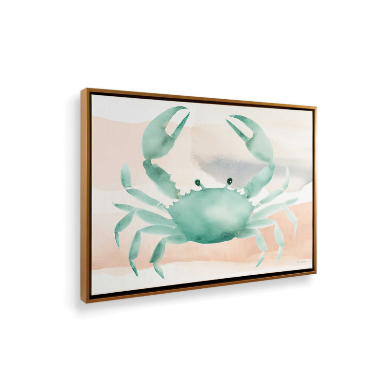 «High Tide Crab» par Nicole DeCamp, reproduction d'art, Toile avec cadre, L 24 po x H 18 po, Doré