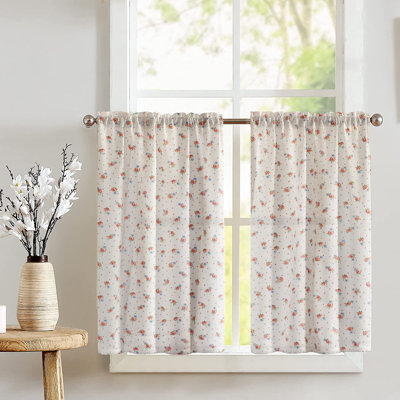 Tiny Flower Dots Print Cafe Tier Curtains