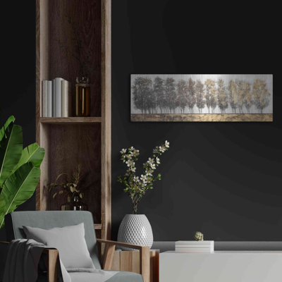 " Luxe Metal Art 'Gilt Foliage' By Tim O'Toole, Metal Wall Art, 36"x12" " by Tim O'Toole